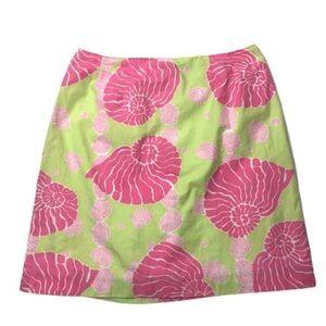 Vintage LILLY PULITZER White Label Nautilus Shell Print Skirt size 8